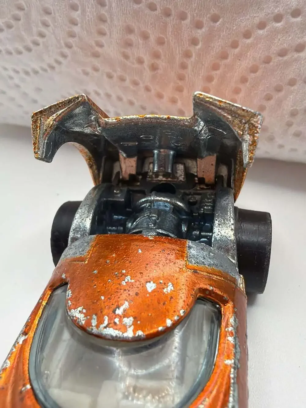 Vintage 1968 Hot Wheels Redline Turbofire Diecast Car Metallic Orange with Open